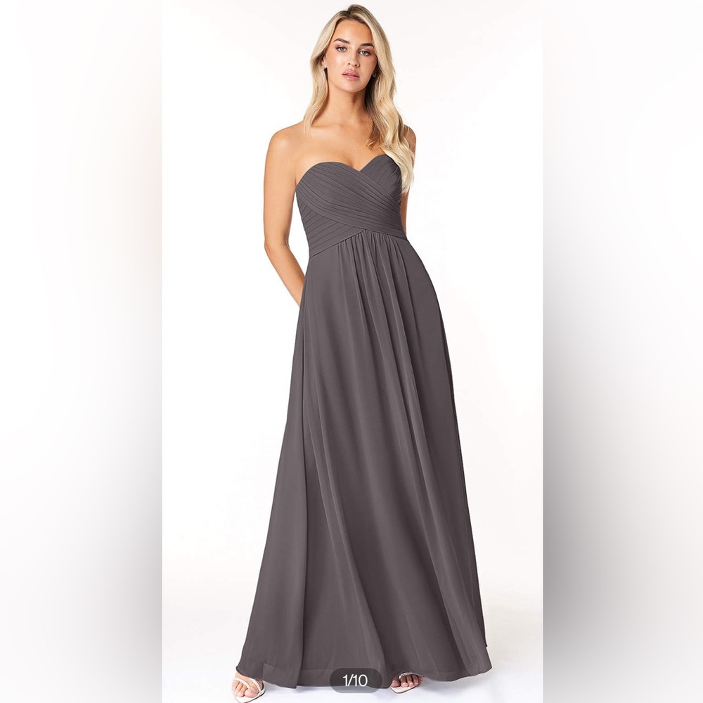 Azazie steel grey Yazmin dress